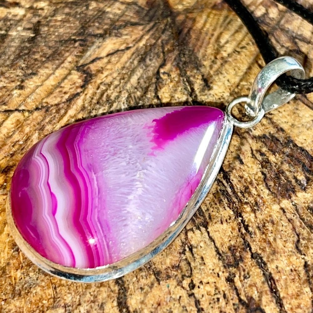 Pink Lace Agate Pendant 2”